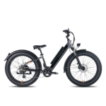 Angled front view of a green RadRover 6 Plus step-thru electric fat tire bike