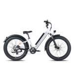 Side view of a charcoal RadRover 6 Plus step-thru electric fat tire bike